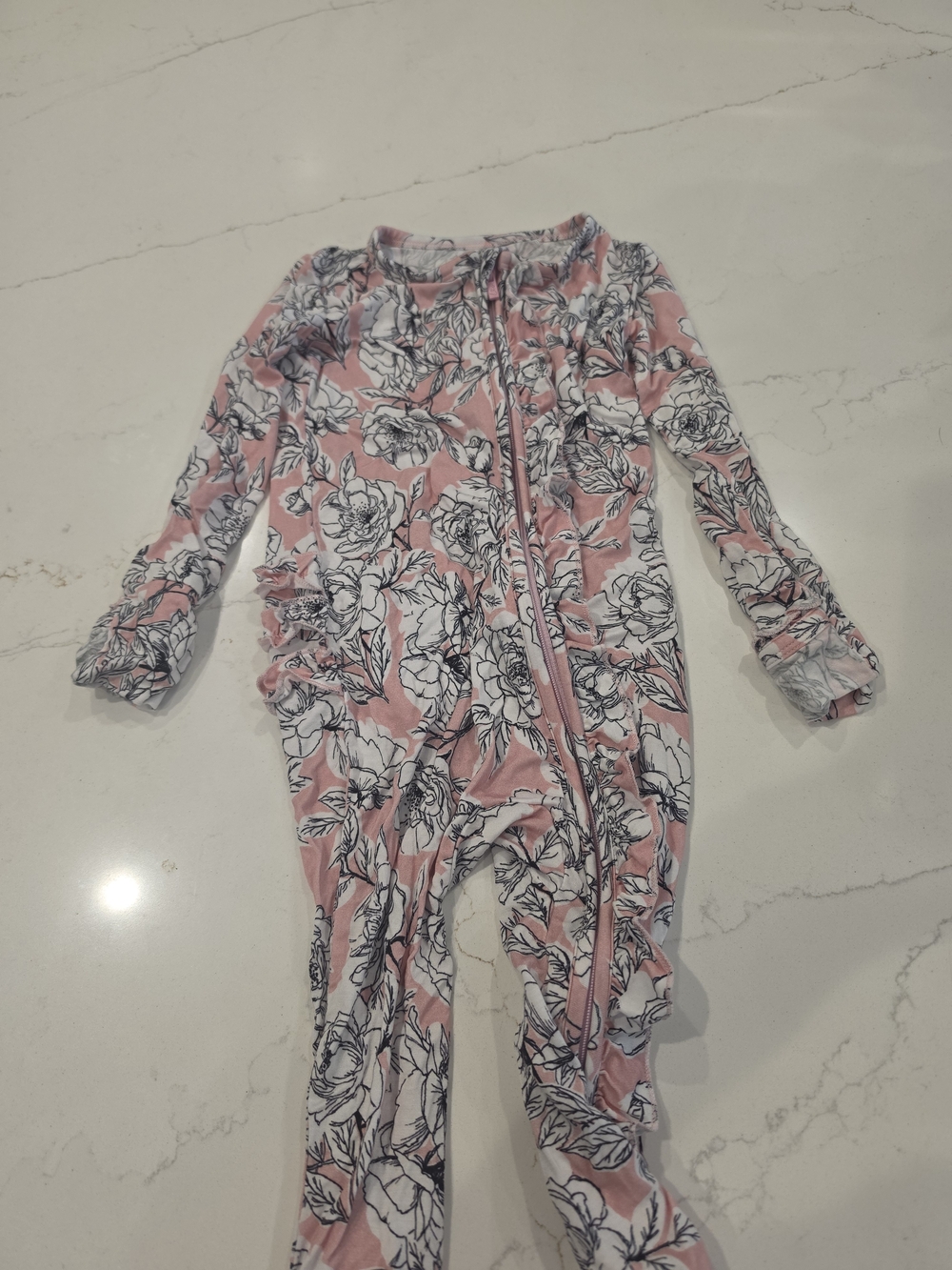 Pink Floral Zip-Front Pajamas